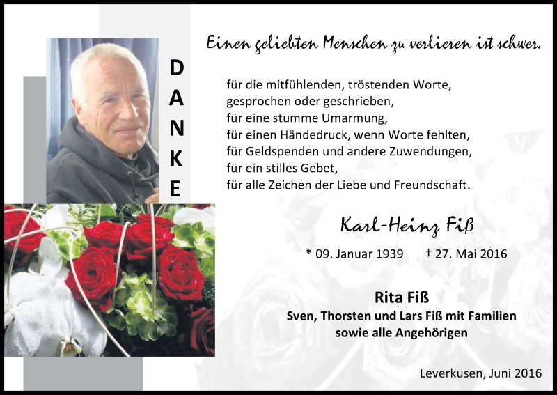  Traueranzeige für Karl-Heinz Fiß vom 02.07.2016 aus Kölner Stadt-Anzeiger / Kölnische Rundschau / Express