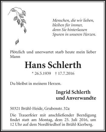 Anzeige von Hans Schlerth von  Schlossbote/Werbekurier 