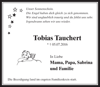Anzeige von Tobias Tauchert von  Wochenende 