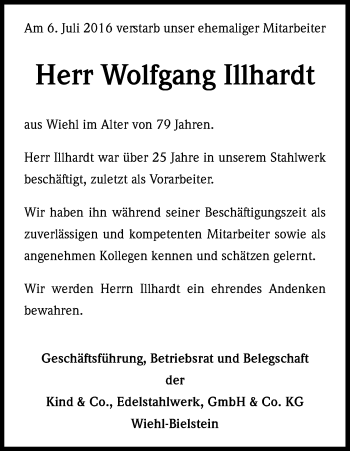 Anzeige von Wolfgang Illhardt von Kölner Stadt-Anzeiger / Kölnische Rundschau / Express