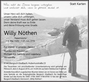 Anzeige von Willy Nöthen von  Bergisches Handelsblatt 