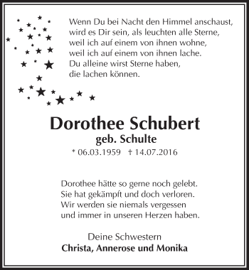 Anzeige von Dorothee Schubert von  Bergisches Handelsblatt 