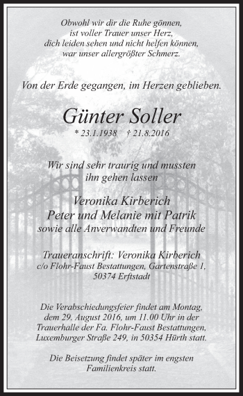 Anzeige von Günter Soller von  Werbepost 