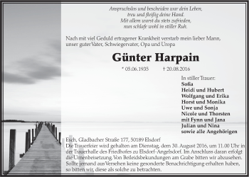 Anzeige von Günter Harpain von  Sonntags-Post 