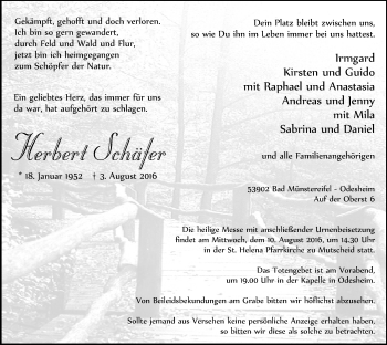 Anzeige von Herbert Schäfer von  Blickpunkt Euskirchen 