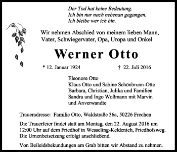 Anzeige von Werner Otto von Kölner Stadt-Anzeiger / Kölnische Rundschau / Express
