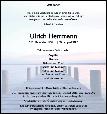 Anzeige von Ulrich Herrmann von Kölner Stadt-Anzeiger / Kölnische Rundschau / Express