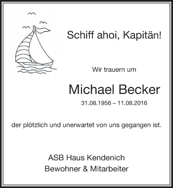 Anzeige von Michael Becker von  Sonntags-Post 
