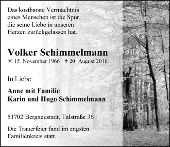 Anzeige von Volker Schimmelmann von  Anzeigen Echo 