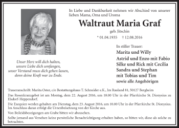 Anzeige von Waltraut Maria Graf von  Sonntags-Post 