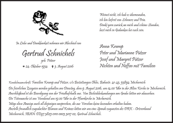 Anzeige von Gertrud Schnichels von  Blickpunkt Euskirchen 