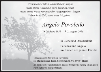 Anzeige von Angelo Povoledo von  Wochenende 