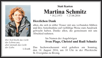 Anzeige von Martina Schmitz von  Schaufenster/Blickpunkt 
