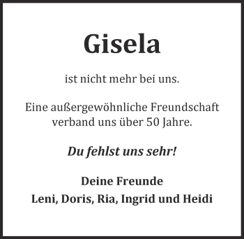 Anzeige von Gisela  von  Kölner Wochenspiegel 