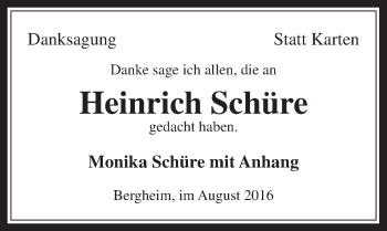 Anzeige von Heinrich Schüre von  Werbepost 