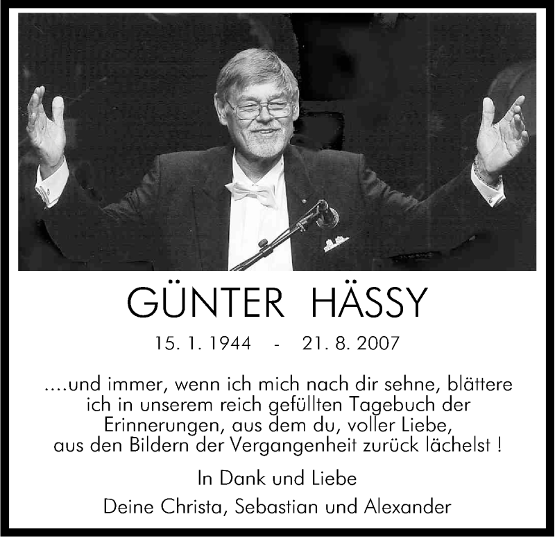  Traueranzeige für Günter Hässy vom 18.07.2023 aus Kölner Stadt-Anzeiger / Kölnische Rundschau / Express
