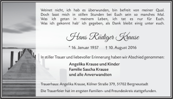 Anzeige von Hans Rüdiger Krause von  Anzeigen Echo 