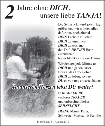 Anzeige von Tanja  von  Lokalanzeiger 