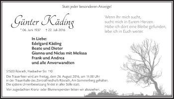 Anzeige von Günter Käding von  Bergisches Handelsblatt 