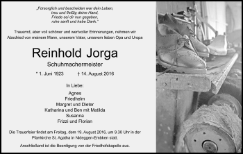 Anzeige von Reinhold Jorga von Kölner Stadt-Anzeiger / Kölnische Rundschau / Express