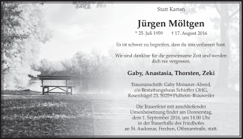 Anzeige von Jürgen Möltgen von  Sonntags-Post 