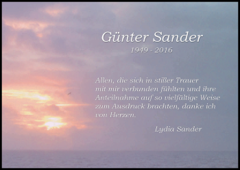 Anzeige von Günter Sander von Kölner Stadt-Anzeiger / Kölnische Rundschau / Express