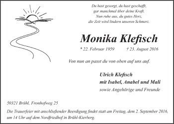 Anzeige von Monika Klefisch von  Schlossbote/Werbekurier 