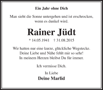 Anzeige von Rainer Jüdt von  Lokalanzeiger 