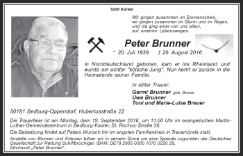 Anzeige von Peter Brunner von  Werbepost 