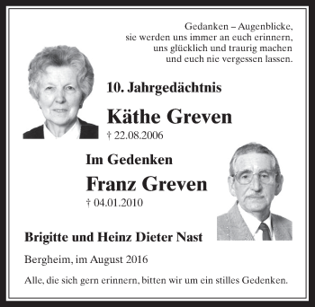 Anzeige von Franz Greven von  Werbepost 