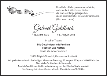Anzeige von Gabriel Goldbach von  Blickpunkt Euskirchen 