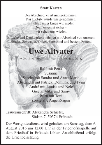 Anzeige von Uwe Altvater von  Werbepost 