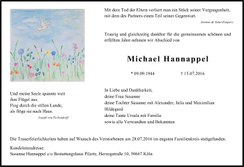 Anzeige von Michael Hannappel von Kölner Stadt-Anzeiger / Kölnische Rundschau / Express