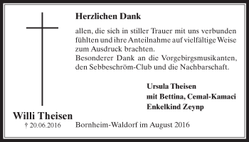 Anzeige von Willi Theisen von  Schaufenster/Blickpunkt 