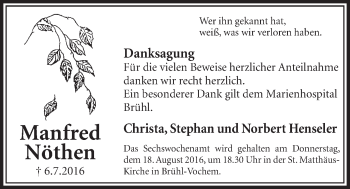 Anzeige von Manfred Nöthen von  Schlossbote/Werbekurier 
