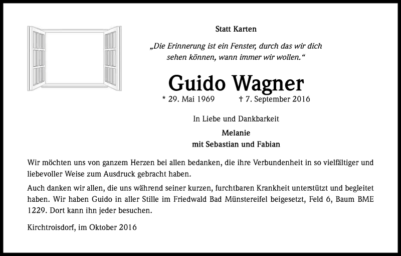 Traueranzeigen Von Guido Wagner Wirtrauern