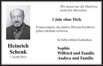 Anzeige von Heinrich Schenk von  Werbepost 