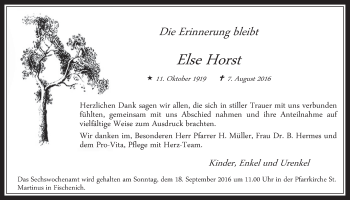 Anzeige von Else Horst von  Wochenende 