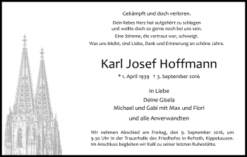Anzeige von Karl Josef Hoffmann von Kölner Stadt-Anzeiger / Kölnische Rundschau / Express