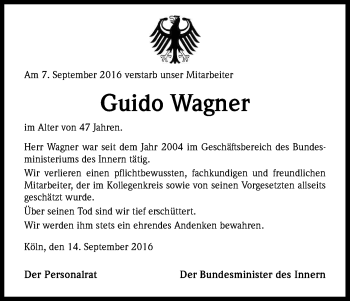 Traueranzeigen Von Guido Wagner Wirtrauern