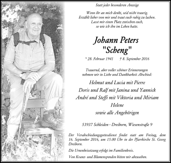 Anzeige von Johann Peters von Kölner Stadt-Anzeiger / Kölnische Rundschau / Express