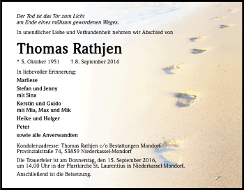 Anzeige von Thomas Rathjen von Kölner Stadt-Anzeiger / Kölnische Rundschau / Express