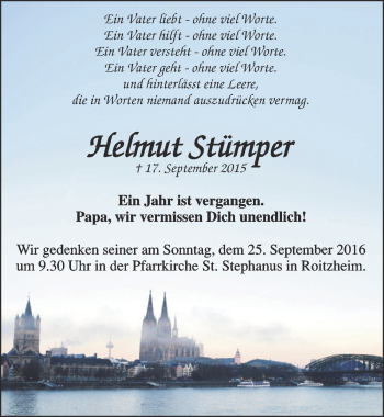 Anzeige von Helmut Stümper von  Blickpunkt Euskirchen 
