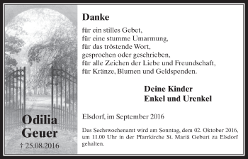 Anzeige von Odilia Geuer von  Werbepost 