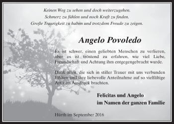 Anzeige von Angelo Povoledo von  Wochenende 