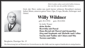 Anzeige von Willy Wildner von  Werbepost 
