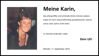 Anzeige von Karin  von Kölner Stadt-Anzeiger / Kölnische Rundschau / Express