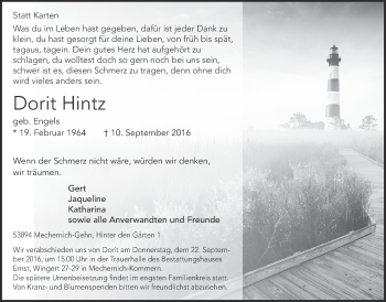 Anzeige von Dorit Hintz von  Blickpunkt Euskirchen 