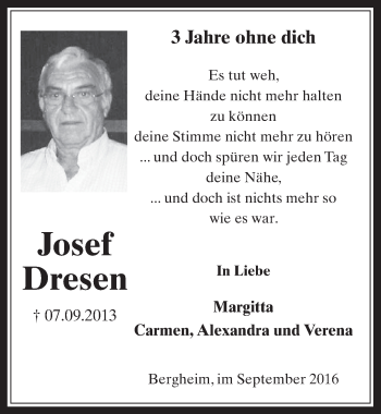 Anzeige von Josef Dresen von  Werbepost 