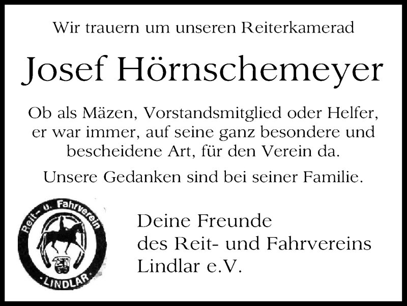  Traueranzeige für Josef Hörnschemeyer vom 10.09.2016 aus Kölner Stadt-Anzeiger / Kölnische Rundschau / Express